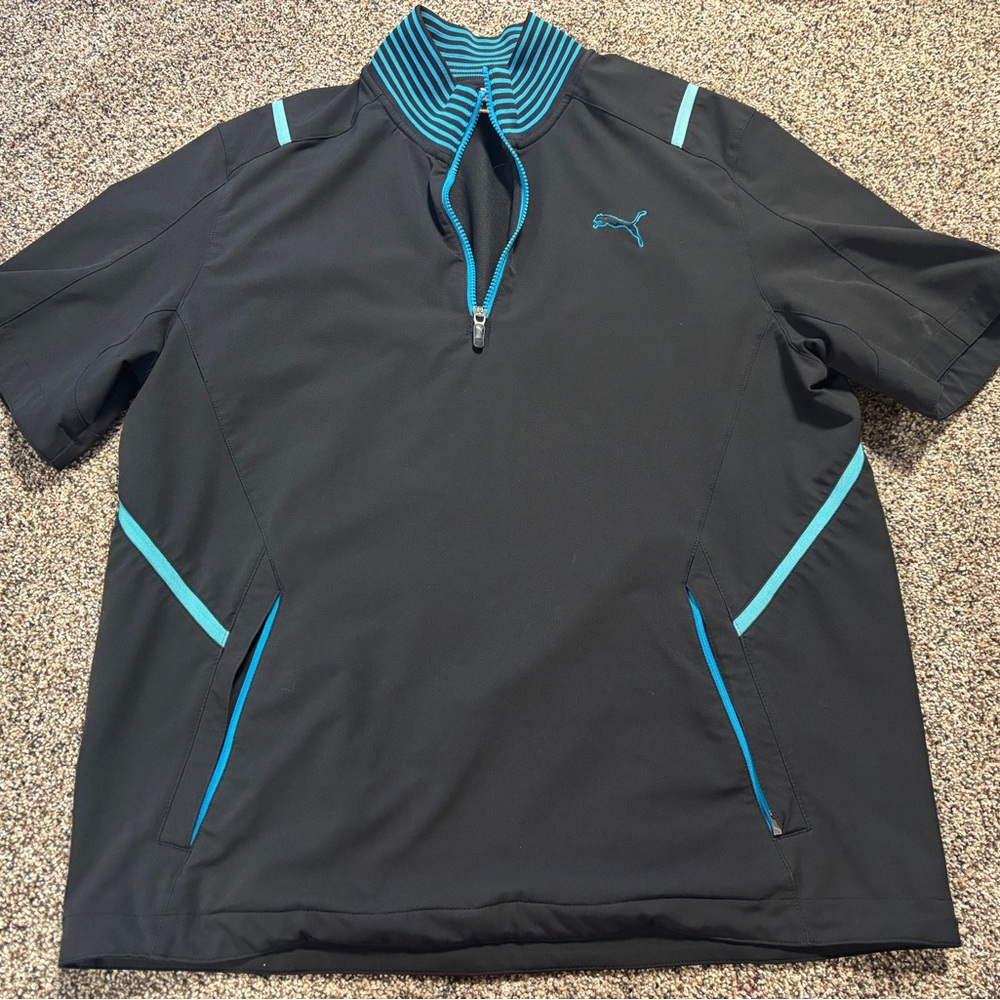 Puma Storm Cell short sleeve 1/4 zip soft shell golf pullover windbreaker Large